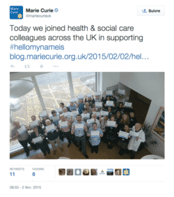 L'équipe britannique de Curie participe au mouvement #hellomynameis