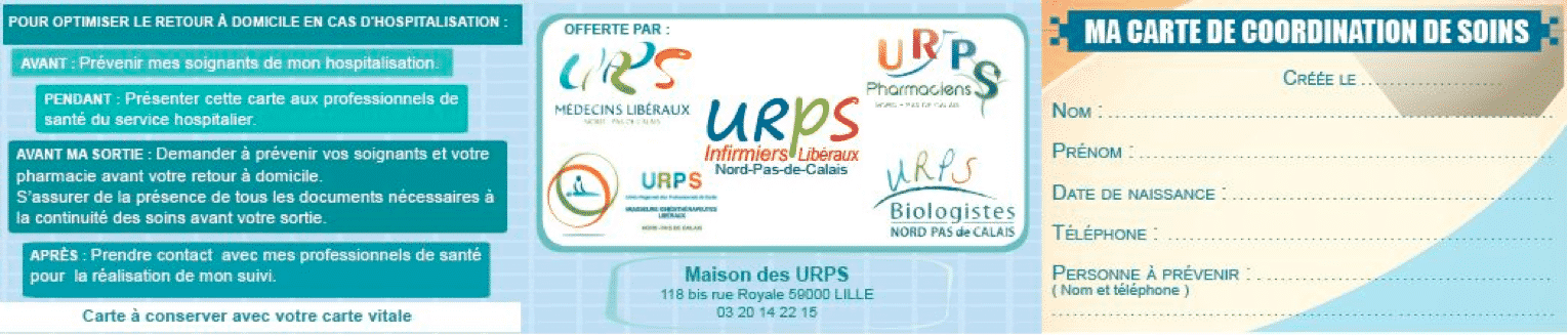 Carte de coordination des soins créée par l'URPS Hauts-de-France