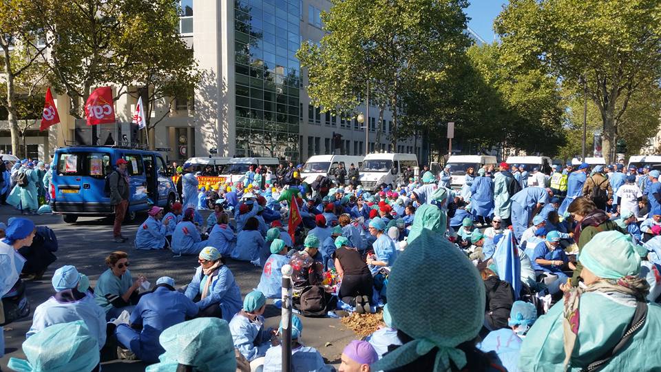 Grève et grande mobilisation des IADE infirmiers et infirmière anesthésistes le 22 mars © Cyrienne Clerc. Lors de la mobilisation IADE du 1er Octobre 2015.