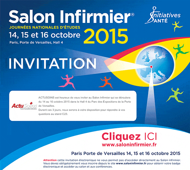 50 invitations pour le Salon Infirmier à remporter. Cliquez sur l'image et laissez-nous votre adresse mail.