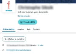 infirmier libéral renvoie vers son site de kinésiologue